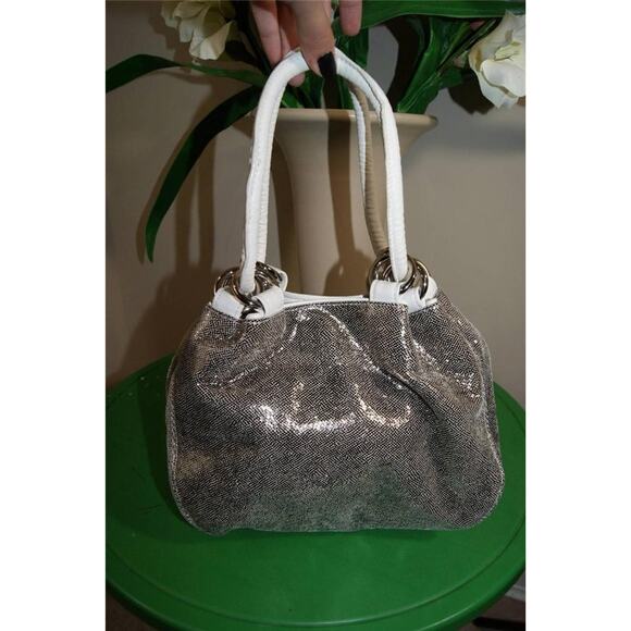 KOOBA WHITE & SILVER metallic W SILVER SMALL POUCH BAG PURSE (150 - Picture 1 of 8